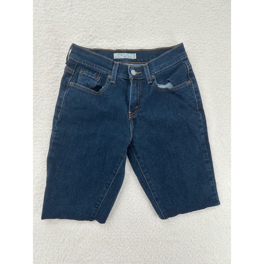 Levis 505 Straight Leg Dark Wash Denim Cutoff Shorts Womens Size 2 Medium
